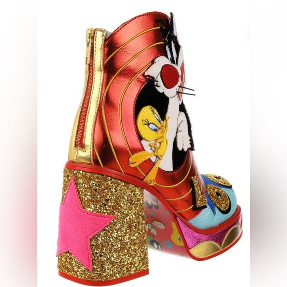 Brand New Irregular Choice Looney Tunes “That’s all Folks” platform boots 11.5 - Picture 3 of 12